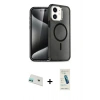 MARSİLYAN™- iPhone 12 Kılıf Nova Asil Prime - Şeffaf Pasifik Cam Ekran Koruyucu + Rainbow Kamera Lens Koruma Cam - YL