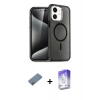 MARSİLYAN™- iPhone 12 Kılıf Nova Asil Prime - Siyah Bilvis 5in1 3D Magic Cam Ekran Koruyucu + Metal Kamera Lens Koruma Cam - GD