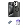 MARSİLYAN™- iPhone 12 Kılıf Nova Asil Prime - Siyah Bilvis 5in1 3D Magic Cam Ekran Koruyucu + Metal Kamera Lens Koruma Cam - MI