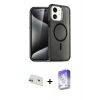 MARSİLYAN™- iPhone 12 Kılıf Nova Asil Prime - Siyah Bilvis 5in1 3D Magic Cam Ekran Koruyucu + Rainbow Kamera Lens Koruma Cam - YL
