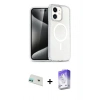 MARSİLYAN™- iPhone 12 Kılıf Nova Asil Prime - Siyah Bilvis 5in1 3D Magic Cam Ekran Koruyucu + Rainbow Kamera Lens Koruma Cam - YL