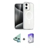 MARSİLYAN™- iPhone 12 Kılıf Nova Asil Prime - Siyah Bilvis 5in1 3D Magic Cam Ekran Koruyucu + Raze Metal Kamera Lens - MI
