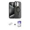 MARSİLYAN™- iPhone 12 Kılıf Nova Asil Prime - Siyah Bilvis 5in1 3D Magic Cam Ekran Koruyucu + Renkli Kamera Lens Koruma Cam - SI