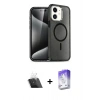 MARSİLYAN™- iPhone 12 Kılıf Nova Asil Prime - Siyah Bilvis 5in1 3D Magic Cam Ekran Koruyucu + Kamera Lens Koruma Cam - SF