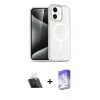 MARSİLYAN™- iPhone 12 Kılıf Nova Asil Prime - Siyah Bilvis 5in1 3D Magic Cam Ekran Koruyucu + Kamera Lens Koruma Cam - SF