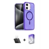 MARSİLYAN™- iPhone 12 Kılıf Nova Asil Prime - Siyah Bilvis 5in1 3D Magic Cam Ekran Koruyucu + Kamera Lens Koruma Cam - SF