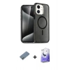 MARSİLYAN™- iPhone 12 Kılıf Nova Asil Prime - Siyah Bilvis 5in1 5D Magic Hayalet Cam Ekran Koruyucu + Açık Yeşil Metal Kamera Lens Koruma Cam