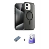 MARSİLYAN™- iPhone 12 Kılıf Nova Asil Prime - Siyah Bilvis 5in1 5D Magic Hayalet Cam Ekran Koruyucu + Gökkuşağı Shine Kamera Lens Koruma Cam