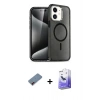 MARSİLYAN™- iPhone 12 Kılıf Nova Asil Prime - Siyah Bilvis 5in1 5D Magic Hayalet Cam Ekran Koruyucu + Metal Kamera Lens Koruma Cam - KI