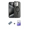 MARSİLYAN™- iPhone 12 Kılıf Nova Asil Prime - Siyah Bilvis 5in1 5D Magic Hayalet Cam Ekran Koruyucu + Metal Kamera Lens Koruma Cam - GD