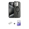 MARSİLYAN™- iPhone 12 Kılıf Nova Asil Prime - Siyah Bilvis 5in1 5D Magic Hayalet Cam Ekran Koruyucu + Renkli Kamera Lens Koruma Cam - PE