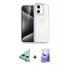 MARSİLYAN™- iPhone 12 Kılıf Nova Asil Prime - Siyah Bilvis 5in1 5D Magic Hayalet Cam Ekran Koruyucu + Raze Metal Kamera Lens - MI