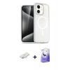 MARSİLYAN™- iPhone 12 Kılıf Nova Asil Prime - Siyah Bilvis 5in1 5D Magic Hayalet Cam Ekran Koruyucu + Renkli Kamera Lens Koruma Cam - SI