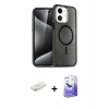 MARSİLYAN™- iPhone 12 Kılıf Nova Asil Prime - Siyah Bilvis 5in1 5D Magic Hayalet Cam Ekran Koruyucu + Renkli Kamera Lens Koruma Cam - SI