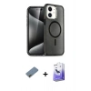 MARSİLYAN™- iPhone 12 Kılıf Nova Asil Prime - Siyah Bilvis 5in1 5D Magic Hayalet Cam Ekran Koruyucu + Shine Kamera Lens Koruma Cam - GD