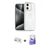 MARSİLYAN™- iPhone 12 Kılıf Nova Asil Prime - Siyah Bilvis 5in1 5D Magic Hayalet Cam Ekran Koruyucu + Rainbow Kamera Lens Koruma Cam - YL