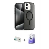 MARSİLYAN™- iPhone 12 Kılıf Nova Asil Prime - Siyah Bilvis 5in1 5D Magic Hayalet Cam Ekran Koruyucu + Rainbow Kamera Lens Koruma Cam - YL