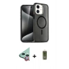 MARSİLYAN™- iPhone 12 Kılıf Nova Asil Prime - Siyah Joko Magic 5D Hayalet Cam + Raze Metal Kamera Lens - KI