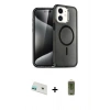MARSİLYAN™- iPhone 12 Kılıf Nova Asil Prime - Siyah Joko Magic 5D Hayalet Cam + Rainbow Kamera Lens Koruma Cam - YL