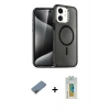 MARSİLYAN™- iPhone 12 Kılıf Nova Asil Prime - Siyah Polymer Nano Ekran Koruyucu + Shine Kamera Lens Koruma Cam - GD