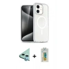 MARSİLYAN™- iPhone 12 Kılıf Nova Asil Prime - Siyah Polymer Nano Ekran Koruyucu + Mavi Raze Metal Kamera Lens