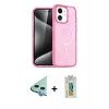 MARSİLYAN™- iPhone 12 Kılıf Nova Asil Prime - Siyah Polymer Nano Ekran Koruyucu + Mavi Raze Metal Kamera Lens