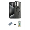 MARSİLYAN™- iPhone 12 Kılıf Nova Asil Prime - Siyah Polymer Nano Ekran Koruyucu + Metal Kamera Lens Koruma Cam - GD