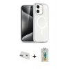 MARSİLYAN™- iPhone 12 Kılıf Nova Asil Prime - Siyah Polymer Nano Ekran Koruyucu + Rainbow Kamera Lens Koruma Cam - MR