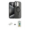 MARSİLYAN™- iPhone 12 Kılıf Nova Asil Prime - Siyah Polymer Nano Ekran Koruyucu + Renkli Kamera Lens Koruma Cam - SI