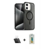 MARSİLYAN™- iPhone 12 Kılıf Nova Asil Prime - Siyah Polymer Nano Ekran Koruyucu + Şeffaf Kamera Lens Koruma Cam