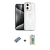 MARSİLYAN™- iPhone 12 Kılıf Nova Asil Prime - Siyah Polymer Nano Ekran Koruyucu + Sierra Blue Shine Kamera Lens Koruma Cam