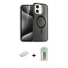 MARSİLYAN™- iPhone 12 Kılıf Nova Asil Prime - Siyah Polymer Nano Ekran Koruyucu + Renkli Kamera Lens Koruma Cam - YL