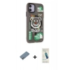 MARSİLYAN™- iPhone 12 Kılıf Nova Doku Koleksiyonu - Şeffaf Pasifik Cam Ekran Koruyucu + Gümüş Shine Kamera Lens Koruma Cam