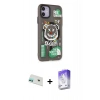 MARSİLYAN™- iPhone 12 Kılıf Nova Doku Koleksiyonu - Siyah Bilvis 5in1 3D Magic Cam Ekran Koruyucu + Yeşil Rainbow Kamera Lens Koruma Cam