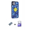 MARSİLYAN™- iPhone 12 Kılıf Nova Doku Koleksiyonu - Siyah Bilvis 5in1 5D Magic Hayalet Cam Ekran Koruyucu + Mavi Shine Kamera Lens Koruma Cam