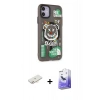 MARSİLYAN™- iPhone 12 Kılıf Nova Doku Koleksiyonu - Siyah Bilvis 5in1 5D Magic Hayalet Cam Ekran Koruyucu + Yeşil Renkli Kamera Lens Koruma Cam