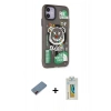 MARSİLYAN™- iPhone 12 Kılıf Nova Doku Koleksiyonu - Siyah Polymer Nano Ekran Koruyucu + Metal Kamera Lens Koruma Cam - KI