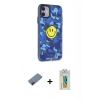 MARSİLYAN™- iPhone 12 Kılıf Nova Doku Koleksiyonu - Siyah Polymer Nano Ekran Koruyucu + Metal Kamera Lens Koruma Cam - KI