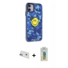 MARSİLYAN™- iPhone 12 Kılıf Nova Doku Koleksiyonu - Siyah Polymer Nano Ekran Koruyucu + Rainbow Kamera Lens Koruma Cam - MR