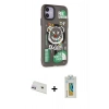 MARSİLYAN™- iPhone 12 Kılıf Nova Doku Koleksiyonu - Siyah Polymer Nano Ekran Koruyucu + Rainbow Kamera Lens Koruma Cam - MR