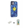 MARSİLYAN™- iPhone 12 Kılıf Nova Doku Koleksiyonu - Siyah Polymer Nano Ekran Koruyucu + Renkli Kamera Lens Koruma Cam - TU