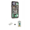 MARSİLYAN™- iPhone 12 Kılıf Nova Doku Koleksiyonu - Siyah Polymer Nano Ekran Koruyucu + Renkli Kamera Lens Koruma Cam - SI