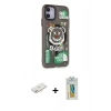 MARSİLYAN™- iPhone 12 Kılıf Nova Doku Koleksiyonu - Siyah Polymer Nano Ekran Koruyucu + Renkli Kamera Lens Koruma Cam - YL