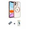 MARSİLYAN™- iPhone 12 Kılıf Nova Işık Özel Seri - Şeffaf Pasifik Cam Ekran Koruyucu + Shine Kamera Lens Koruma Cam - GI