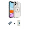 MARSİLYAN™- iPhone 12 Kılıf Nova Işık Özel Seri - Şeffaf Pasifik Cam Ekran Koruyucu + Metal Kamera Lens Koruma Cam - GD