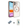 MARSİLYAN™- iPhone 12 Kılıf Nova Işık Özel Seri - Şeffaf Pasifik Cam Ekran Koruyucu + Metal Kamera Lens Koruma Cam - KI