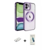 MARSİLYAN™- iPhone 12 Kılıf Nova Işık Özel Seri - Şeffaf Pasifik Cam Ekran Koruyucu + Renkli Kamera Lens Koruma Cam - PE