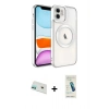 MARSİLYAN™- iPhone 12 Kılıf Nova Işık Özel Seri - Şeffaf Pasifik Cam Ekran Koruyucu + Rainbow Kamera Lens Koruma Cam - YL
