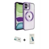 MARSİLYAN™- iPhone 12 Kılıf Nova Işık Özel Seri - Şeffaf Pasifik Cam Ekran Koruyucu + Rainbow Kamera Lens Koruma Cam - YL