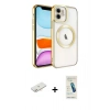 MARSİLYAN™- iPhone 12 Kılıf Nova Işık Özel Seri - Şeffaf Pasifik Cam Ekran Koruyucu + Renkli Kamera Lens Koruma Cam - YL